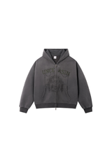 Men's Vintage Lettering Print With Rhinestone Fleece Jacket