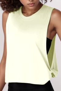 Women's Lightweight Crew Neck High Side Slit Loose Tank Top