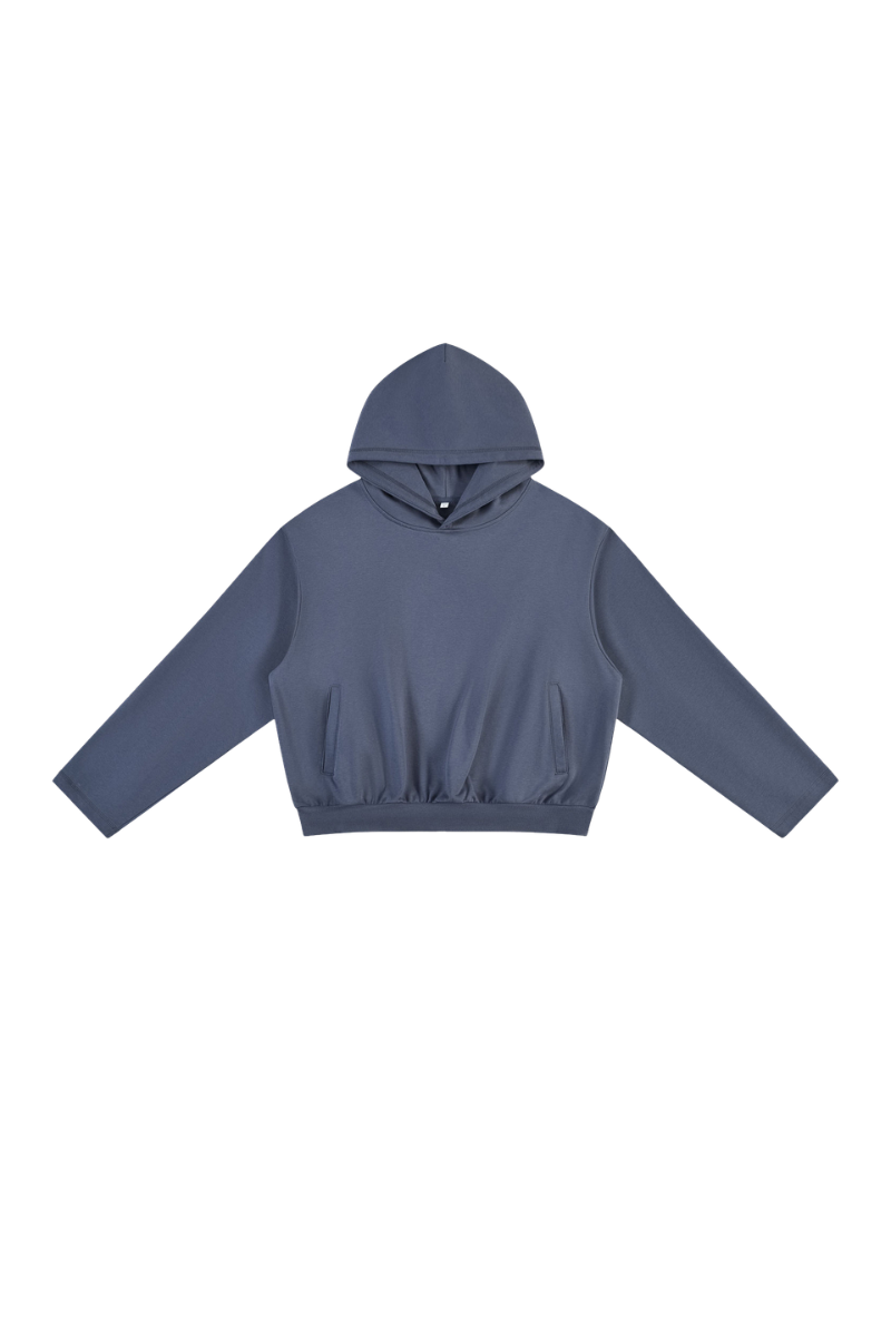 Men's Fall Boxy Cropped Kangaroo Pocket Drop-Shoulder Hoodie