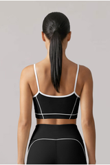 Women's Contrast-Line Thin Strap U-Back Sports Yoga Bra