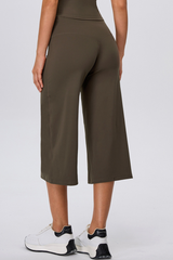 Women's No Front Seam Wide-Leg Cropped Yoga Pants
