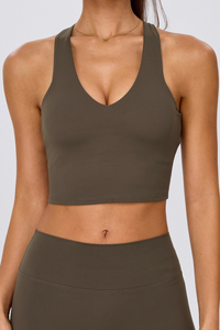 Women's Athletic V Neck Y Back Padded Yoga Bra