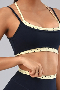 Women's Polka Dot Contrast Bra and Athletic Shorts Yoga Set