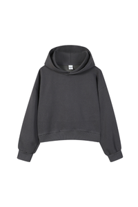 Women's Fall Cropped Relaxed Solid Sports Hoodie