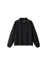 Men's Fall V-Neck Polo Collar Detachable-Sleeve Sweatshirt