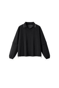 Men's Fall V-Neck Polo Collar Detachable-Sleeve Sweatshirt