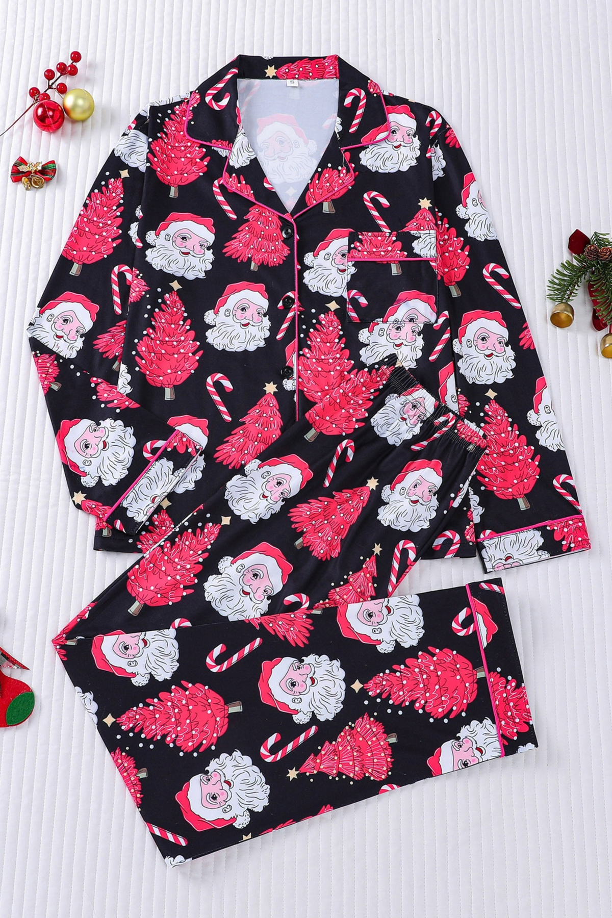 Women's Christmas Tree Printed Christmas Pajama Set
