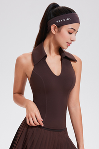 Women's Polo Collar V-Neck Racerback Padded Tennis Tank Top
