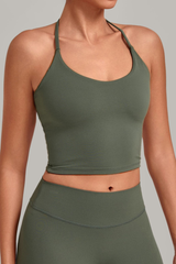 Women’s Athletic Halter Neck Padded Cropped Yoga Tank Top
