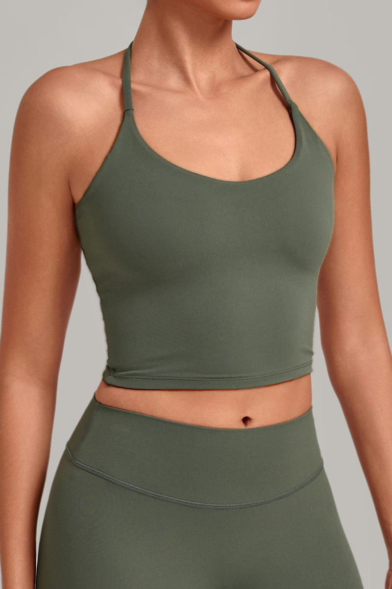 Women’s Athletic Halter Neck Padded Cropped Yoga Tank Top