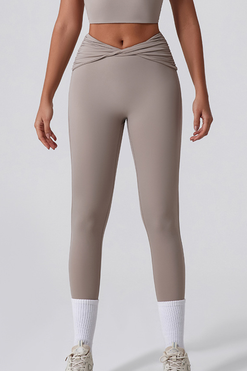 Women's Athletic Twist Cross Waist Yoga Leggings