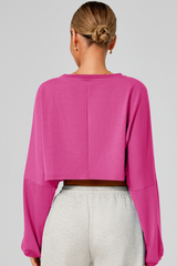 Women's Fall Cropped Drop Shoulder Long Sleeve Top