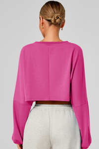 Women's Fall Cropped Drop Shoulder Long Sleeve Top