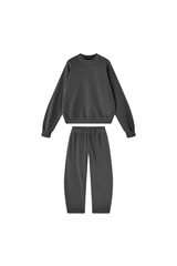 Unisex Fall 100% Cotton Set:Solid Pullover And Sweatpants