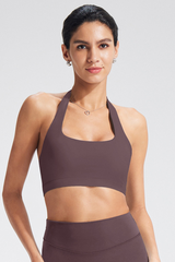 Women's Square Neck Halter Open-Back Yoga Sports Bra
