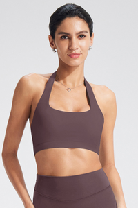 Women's Square Neck Halter Open-Back Yoga Sports Bra
