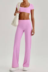 Women's  Quick Dry T-shirt & No Front Seam Yoga Pants Set