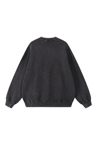 Unisex Fall 100% Cotton Snow Washed Crewneck Sweatshirt