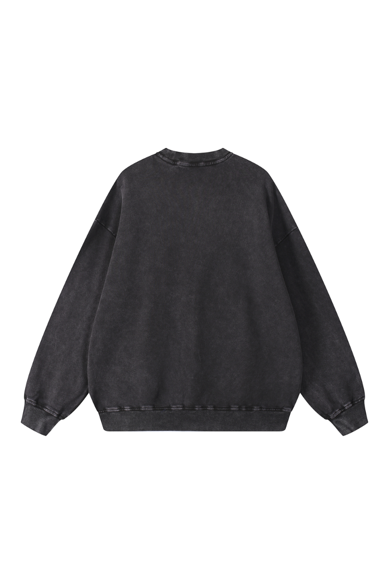 Unisex Fall 100% Cotton Snow Washed Crewneck Sweatshirt
