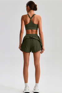 Women's Y-Back Sports Bra & Double-Layer Shorts 2-Piece Set
