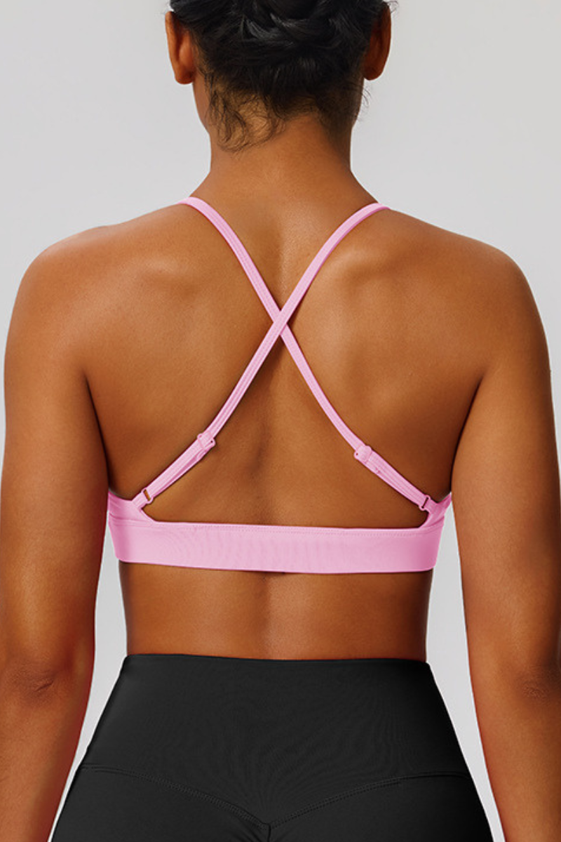 Women's V-Neck Cross-Back Padded Naked Feel Sports Yoga Bra