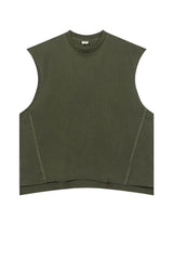Vintage Washed Distressed Slit Sleeveless Tank Tops