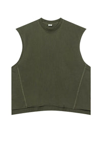 Vintage Washed Distressed Slit Sleeveless Tank Tops