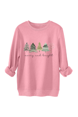 Women's Fall Christmas Tree Print Crew Neck Sweatshirt
