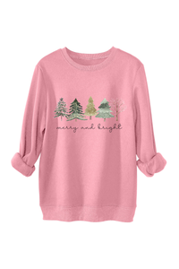 Women's Fall Christmas Tree Print Crew Neck Sweatshirt