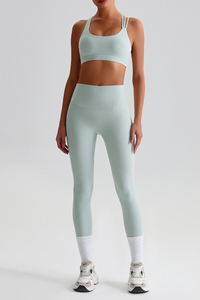 Women's Brushed Cross Back Bra & High Rise Yoga Leggings Set
