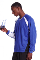 Men's V-Neck Color Block Breathable Mesh Panel Sports Jersey