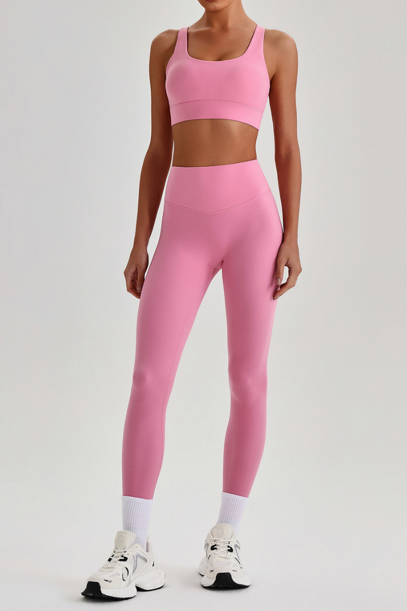Women's Wide Strap Sports Bra & No Front Seam Leggings Set