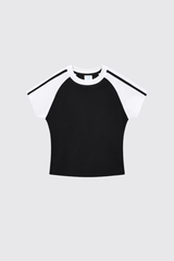 Women's 260g Color Block Stripe High Waist Cooling T-Shirt