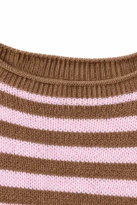 Women's Fall Crew Neck Striped Thin Lazy Knit Sweater