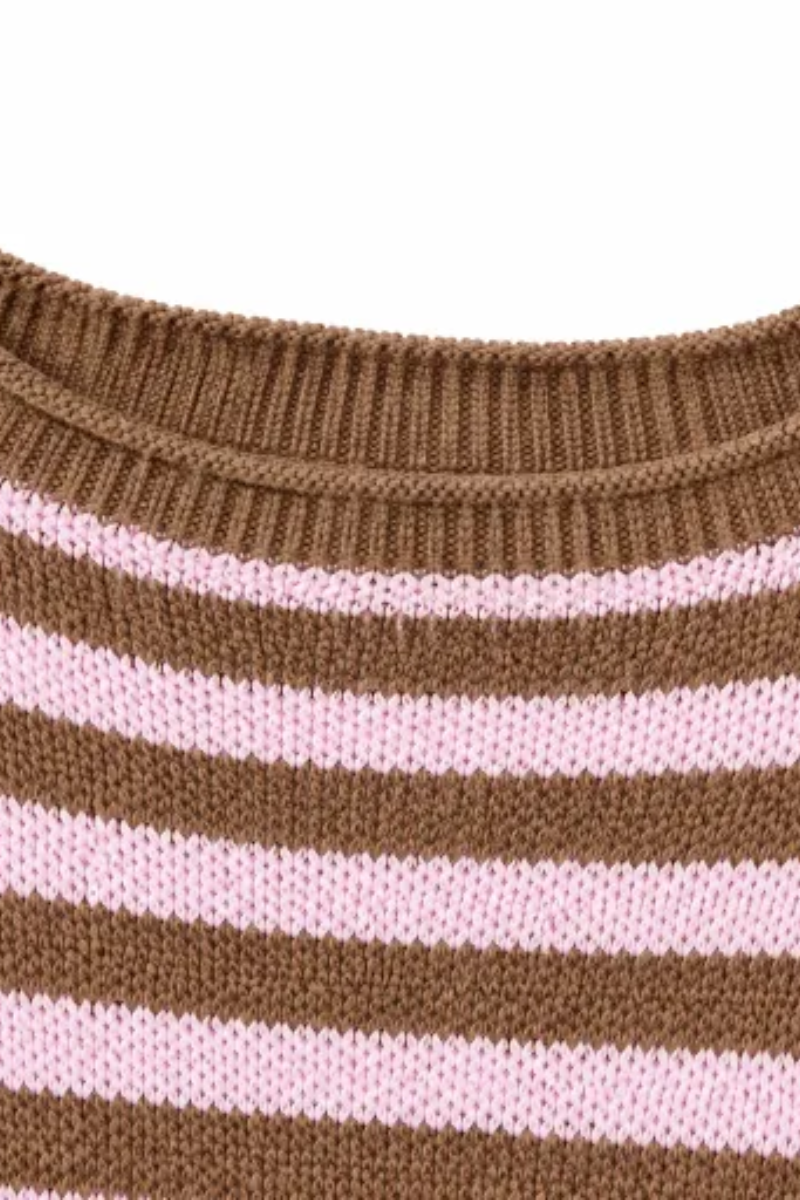 Women's Fall Crew Neck Striped Thin Lazy Knit Sweater