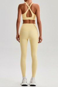 Women's Cross Back Bra & Side Pocket Yoga Leggings Set