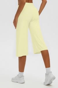 Women's Brushed Mid Waist Wide Leg Capri Yoga Pants