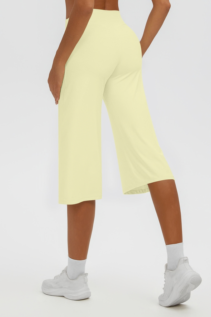 Women's Brushed Mid Waist Wide Leg Capri Yoga Pants