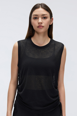 Women's Summer Sheer Breathable Drawstring Sports Tank Top