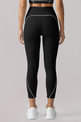Women's Contrast-Line High-Waist Butt-Lifting Capri Leggings