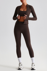 Women's Bare Feel Slim Fit Stand Callor Jacket & Leggings Yoga Set