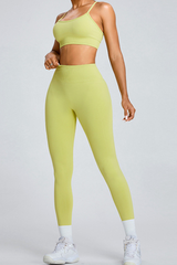 Women's Set:U-neck Cross Back Bra & High Waist Leggings