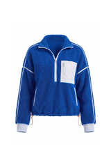 Women's Fall Half Zip Stand Block Drawstring Hem Sweatshirts