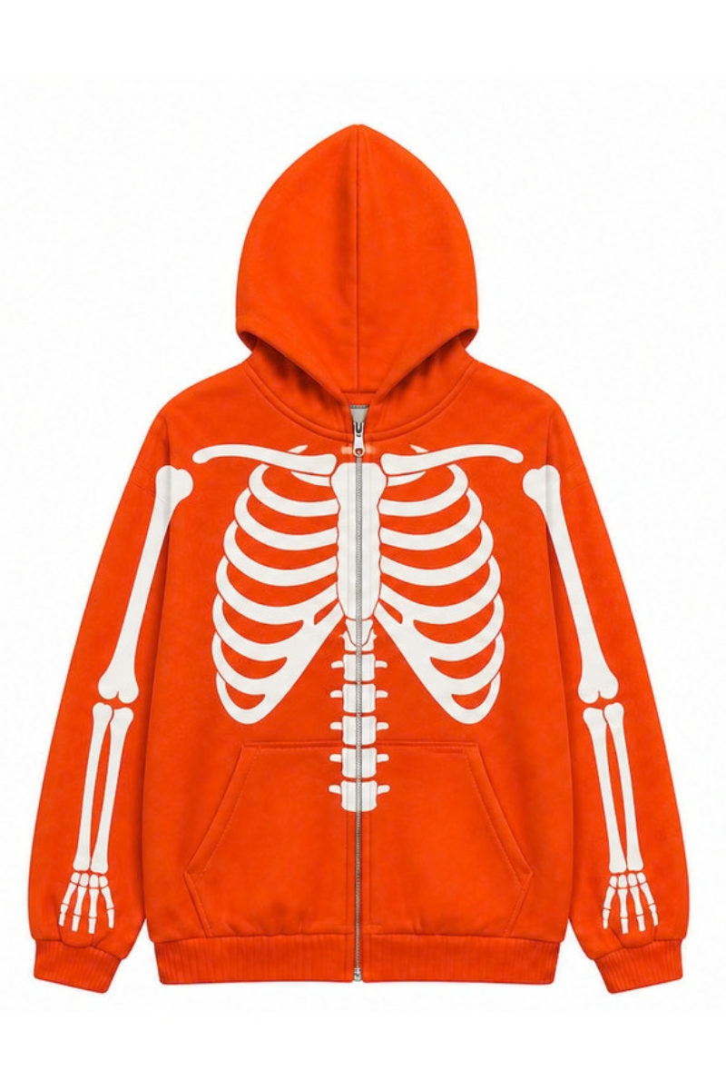 Unisex Halloween Multi Pattern Print Zip Up Hoodie