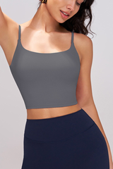 Women's Athletic Cross-back U-neck Solid Tank Top