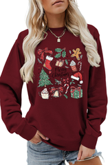 Women's Fall Merry Christmas Graphic Pullover