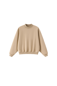 Unisex Fall Streetwear Boxy Mockneck Sweatshirt