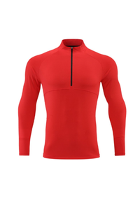 Men's Half Zip Mock Neck Finger Cuffs Long Sleeve Sports Top