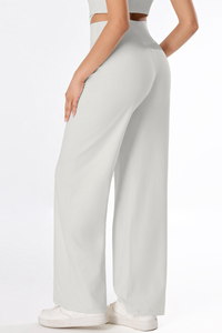 Women's High-Waist Brushed Naked-Feel Wide-Leg Sports Pants