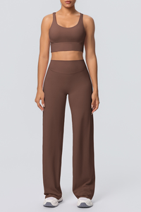 Women's Set:U-neck Sexy Crisscrossed  Bra And Wide Leg Pants